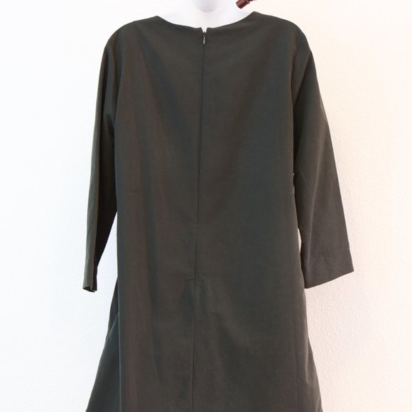 COS olive green dress with flattering gathered circle at waist - Picture 3 of 4